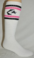 Converse Striped Tube Socks 22" Long Knee High Pink  Black Men's or Women's NOS