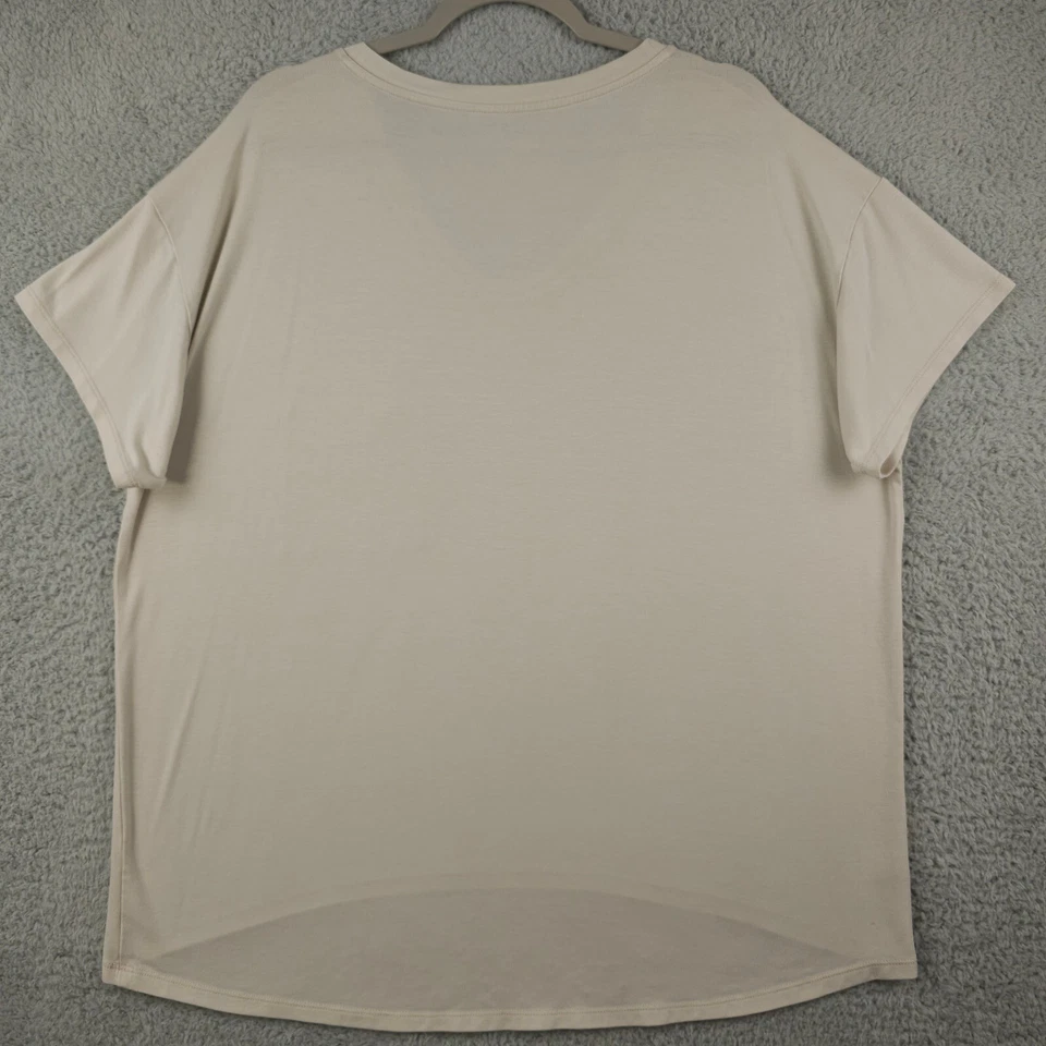 Camisa para dormir Ann Taylor LOFT para mujer M beige de gran tamaño cuello redondo bolsillo salón Foto 2 de 4