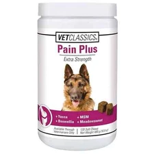 Vet Classics Pain Plus Dog Supplements 120 Soft Chews for Aches and Discomfort