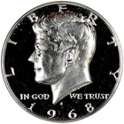 1968 S Proof Kennedy Half Dollar with Light Cameo 40% Silver Uncirculated