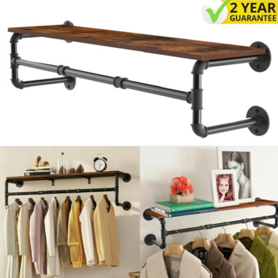 Schwerlast Kleiderstange Garderobenständer Wand Garderobe mit Massivholz Regal