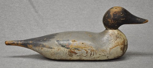 CA 1910 PINTAIL DRAKE MASON GLASS EYE DUCK DECOY WORN ORIGINAL PAINT LONG TAIL