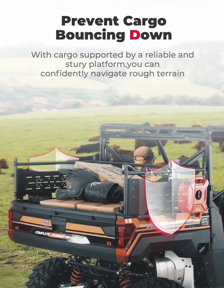 Estante de carga trasero de alta resistencia para Polaris Ranger XP 570/900/1000 Crew 2015-2025 Foto 3 de 4