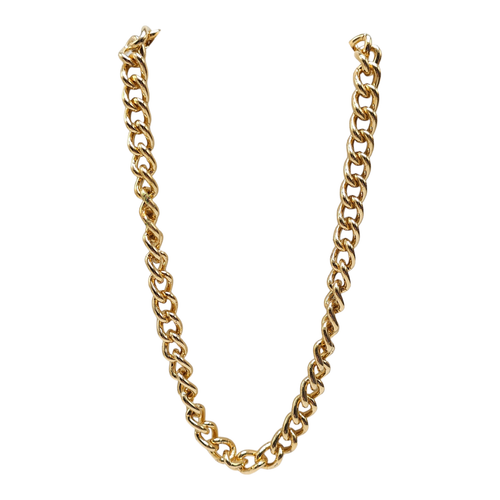 Collana catena grossa maglia cubana chiusura aragosta tono oro vintage 18 pollici - Foto 1 di 5