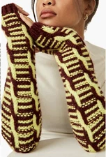 Free People Mariella Cable Knit Arm Warmers Purple/ Lime Green -NWT!