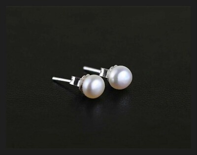 Orecchini Con Perle Naturali In Argento 925 Per Bambina - Chiusura A Pressione, Diametro 4mm - Foto 9