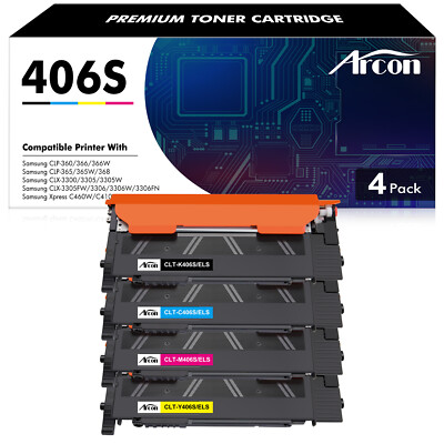 4x Toner CLT-406S für SamsungC410W CLP-365 366 CLX-3300 CLX-3305 C460W CLP-360 