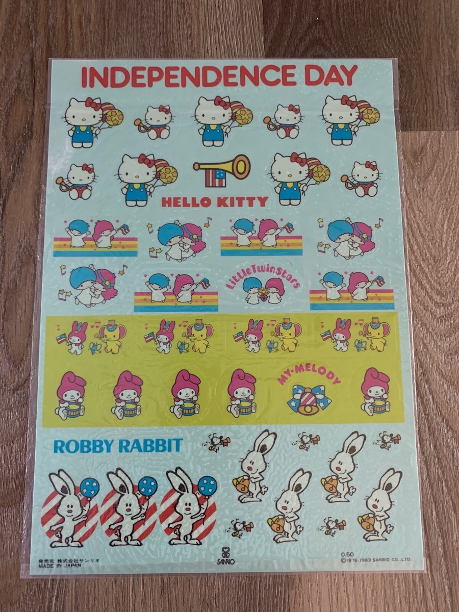 VINTAGE SANRIO INDEPENDENCE DAY STICKER Hello Kitty,Twin Stars,My