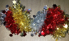 6 CHRISTMAS TINSEL STRETCH HEADBANDS NEW NIP RED GOLD SILVER girls women NICE