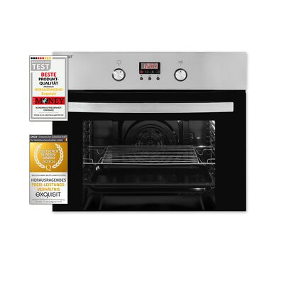 Exquisit EBE 65-1H Einbaubackofen | 58 Liter Backofenvolumen | Heißluft  | Timer