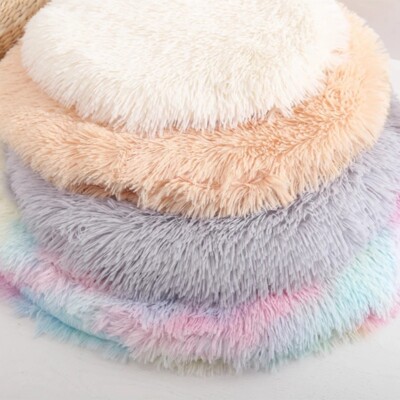 Orthopedic Pet Round Plush Calming Bed Soft Warm Dog  Small Large Washable Mat