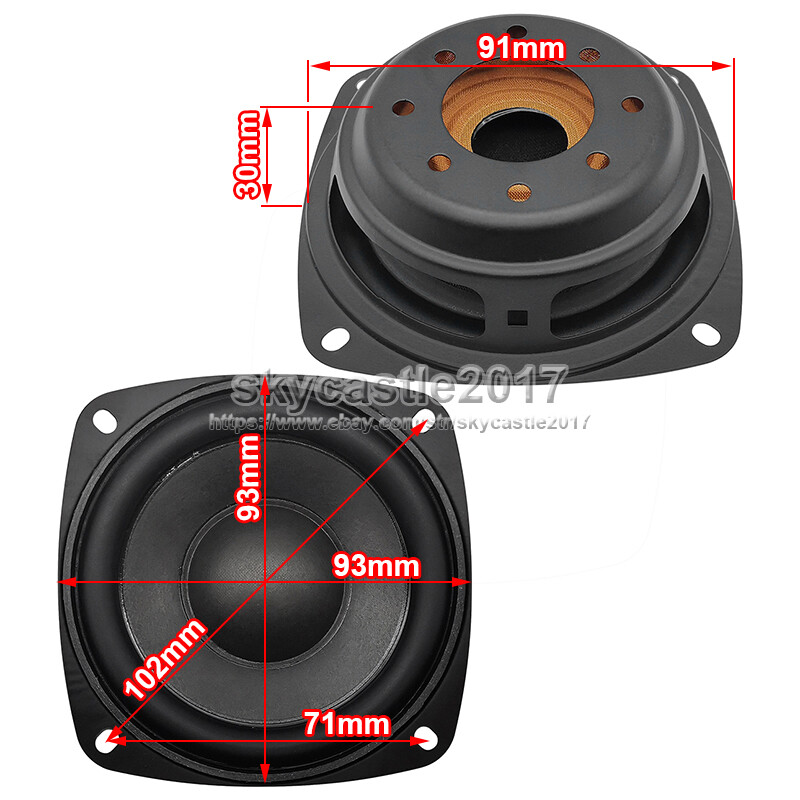 2pcs inch 93x93mm Square Woofer Speaker Passive Radiator
