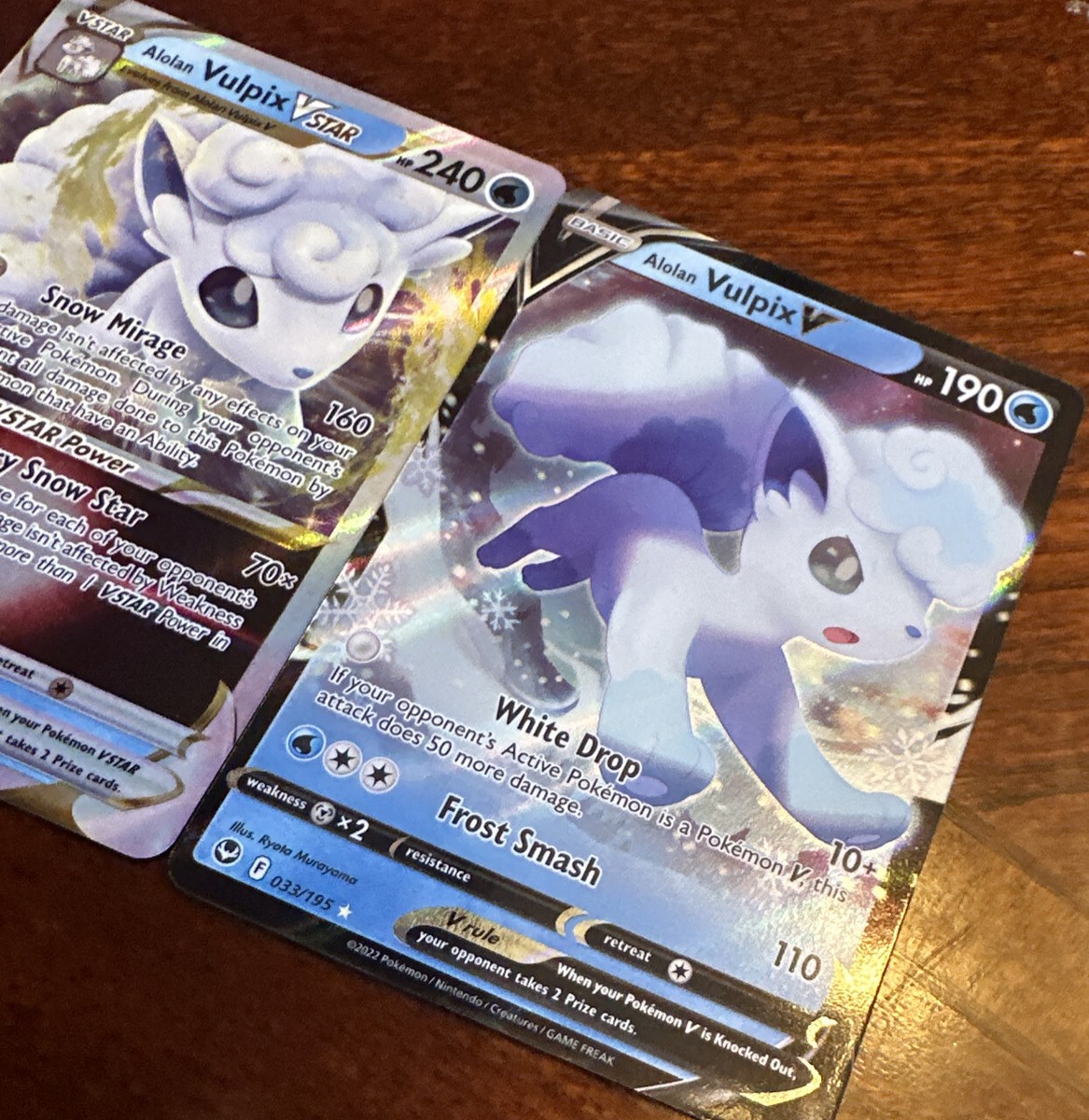 Alolan Vulpix VSTAR 034/195 Pokemon Silver Tempest Ultra Rare W/ V