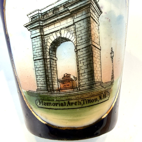 TILTON NH NEW HAMPSHIRE ANTIQUE Souvenir MEMORIAL ARCH COBALT TRINKET CUP