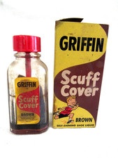 Vintage Griffin Brown Scuff Cover Self Shining Shoe Polish Liquid Bottle  Box