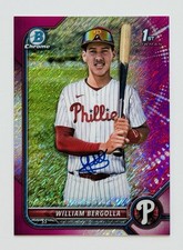 William Bergolla Autographed 2022 1st Bowman Chrome Pink Shimmer /199 BCP159 COA