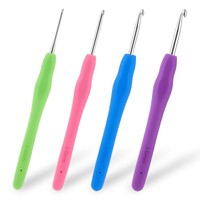 4 StüCk HäKelnadel Set, 4 GrößEn Ergonomische HäKelnadeln Metall HäKelnadel M...