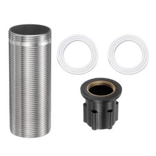 3.9"x1.3" Faucet Mount Extension Shank with Gasket and Fixing Cap, Silver/Black