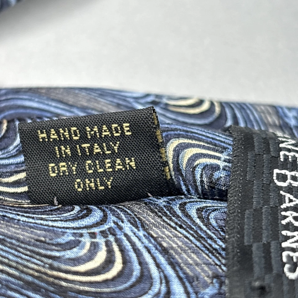 Jhane Barnes Tie Mens Silk Geometric Swirl Pattern Handmade Italy Necktie Art - Image 4 of 4