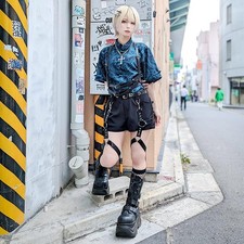 LISTEN FLAVOR Dragon Pattern Chinese Shirt Blue Dragon 