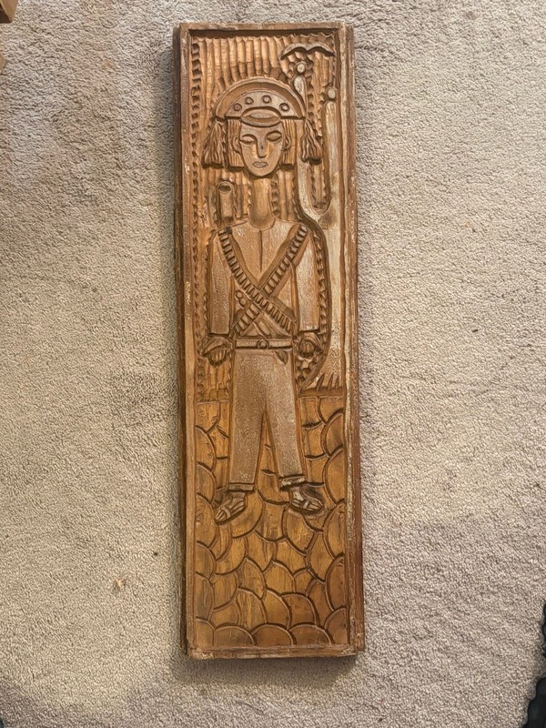 Vintage Spanish Wood Carved Panel Mexican Gaucho Shutter Panel Wall Art