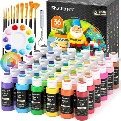 Outdoor Acrylic Paint Set, 36 Colors 2oz/60ml Waterproof Acrylic Paint with 10