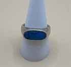 Vintage 925 Sterling Silver Blue Turquoise Inlay Ring /Size 10