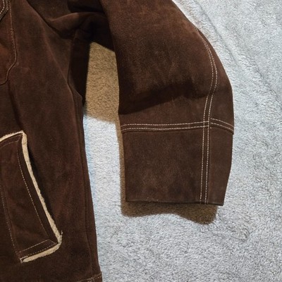 VTG 70s JcPenney Dark Brown Suede Tan Sherpa Jacket Men's Size 42