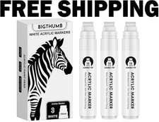 Thick White Jumbo Poster Markers: 3 Pcs 15Mm Wide Tip Large Acrylic Paint Pens B