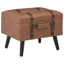 Tabouret de Rangement Marron Pâle Similicuir Siège Coffre Repose-Pied vidaXL