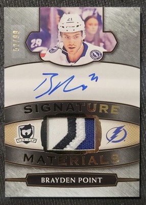 2018-19 UPPER DECK THE CUP #SP-BP BRAYDEN POINT SIGNATURE MATERIALS PATCH 52/99 
