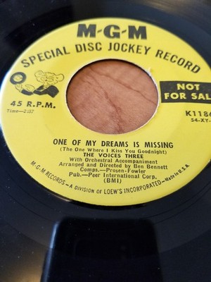 Voices Three - One of My Dreams Is Missing / Sure-Fire Kisses - Promo - G8100z