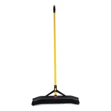 Rubbermaid Commercial Maximizer Push Broom, 24", Poly Bristles, Yellow/Black
