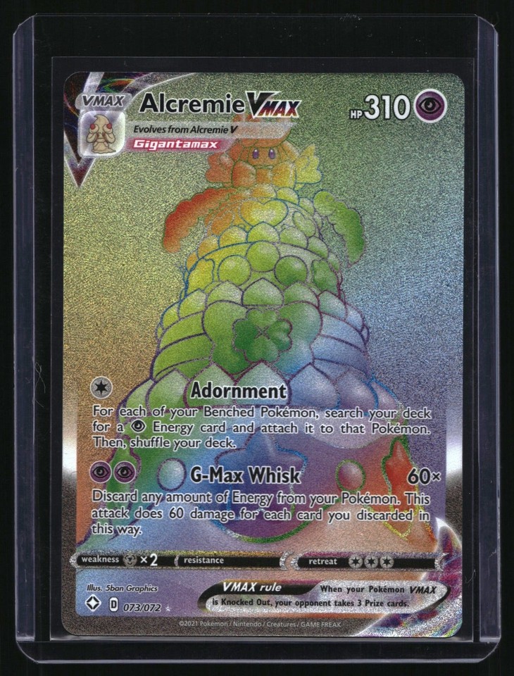 2021 Pokemon Shining Fates Alcremie VMAX Rainbow Secret Rare SHF Pokemon Shining Fates Alcremie VMAX 073/072 Rainbow Secret Rare SHF