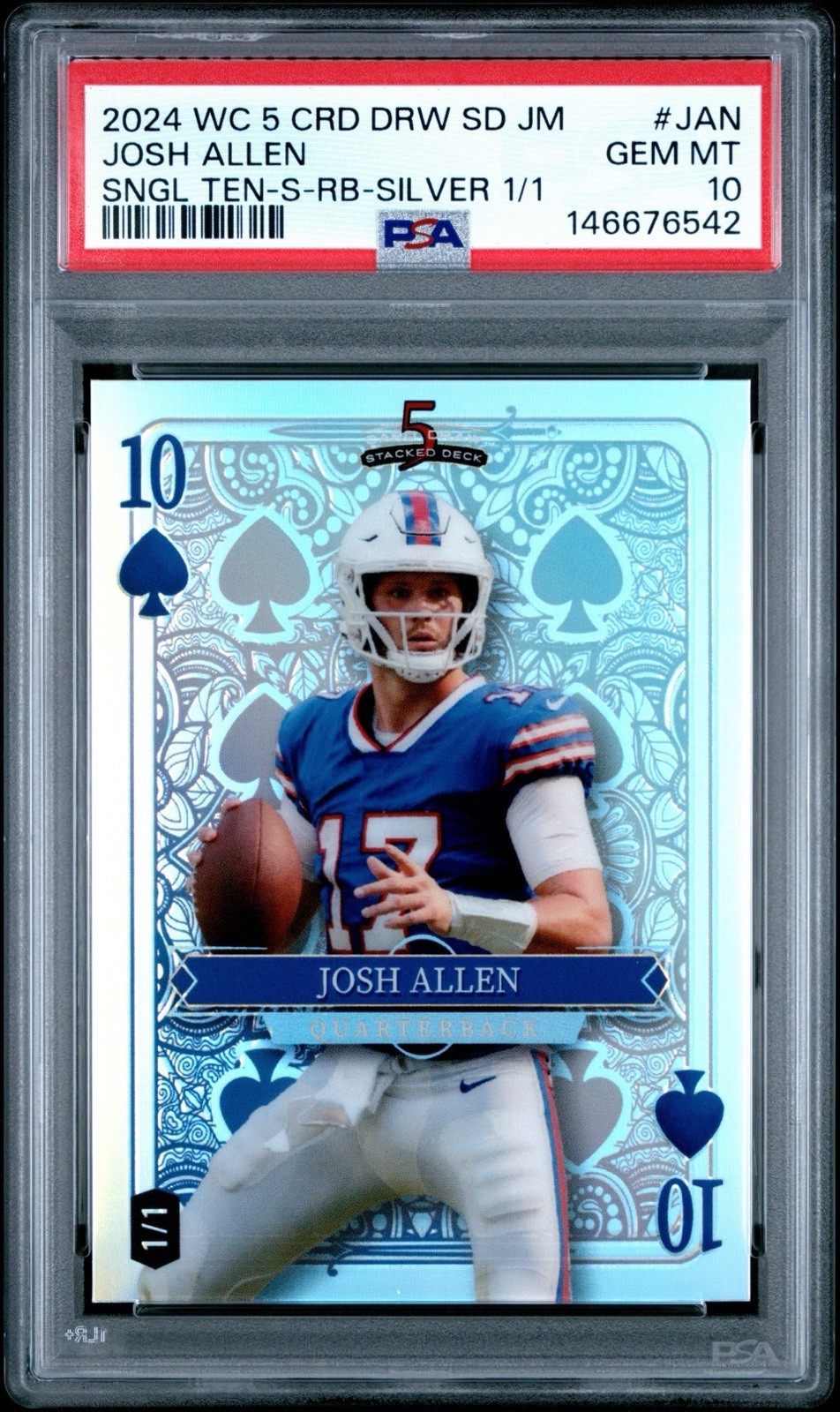 2024 Wild Card 5 Card Draw Josh Allen Silver Rainbow 1/1 PSA 10 Gem Mint