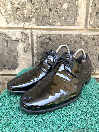 Gucci scarpe da uomo Oxford stringate nere in vernice nere US 7 5