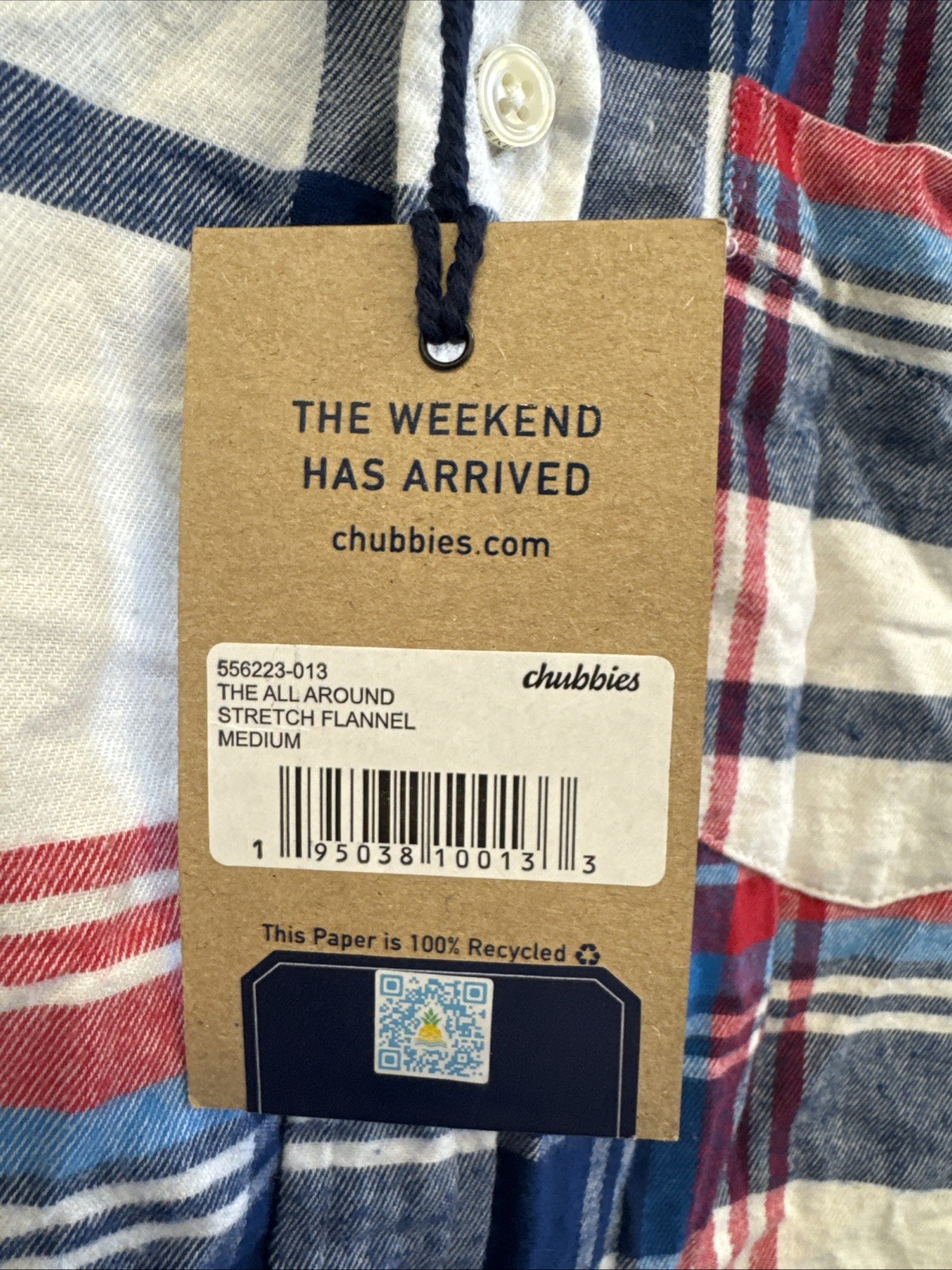 NWT Chubbies The All Around Stretch Flannel Button Down Shirt Size Medium