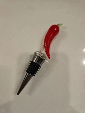 Chili Pepper Glass And Metal Wine Bottle Stopper