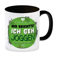 Mir Reicht's! Ich Geh Joggen Kaffeebecher Henkel Und Innenseite Schwarz