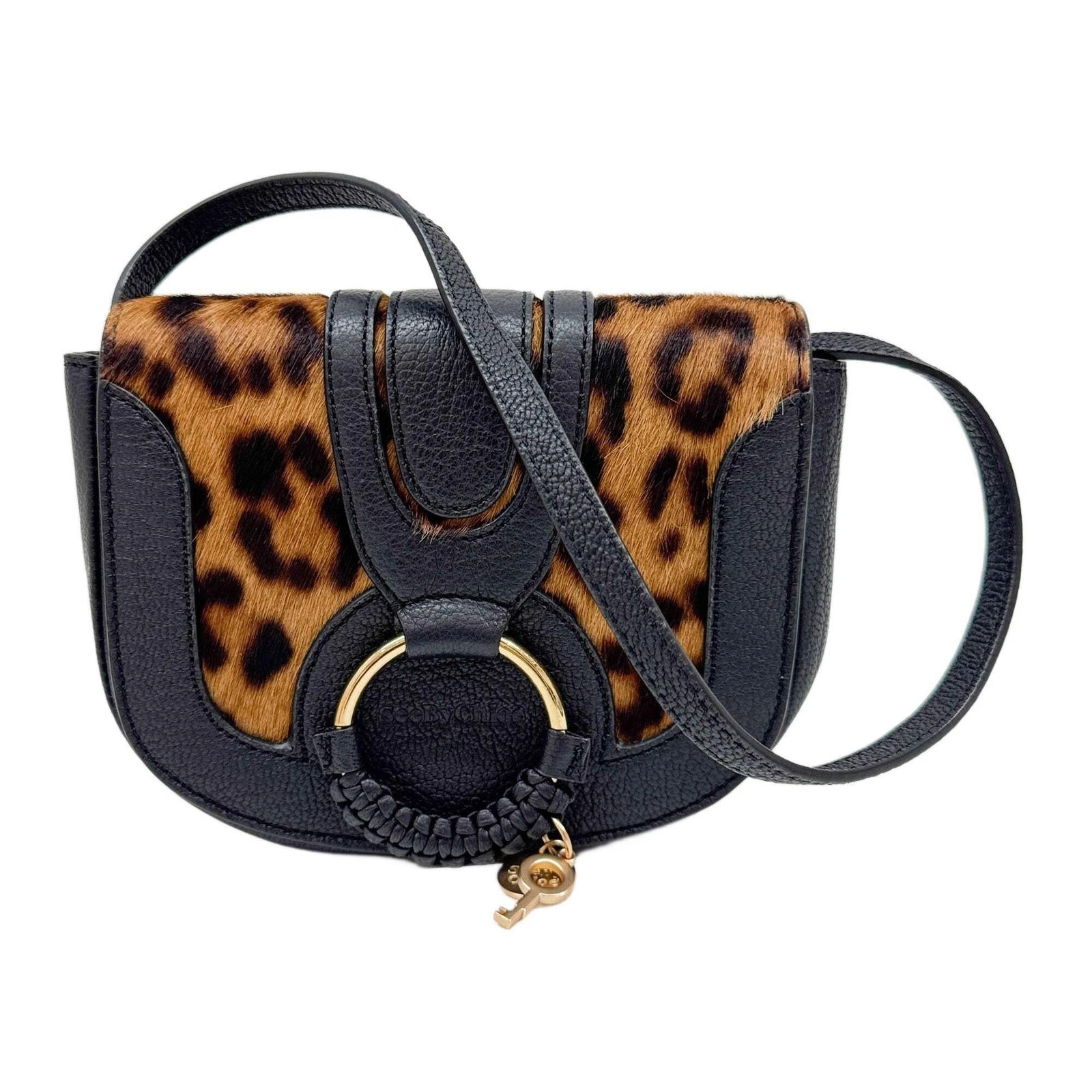 Chloe — CHLOÉ Mini See By Chloe Brown Leopard Print Pony Hair Crossbody Bag
