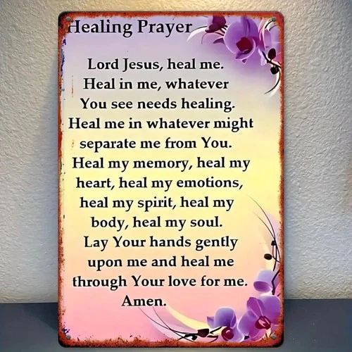 Pray It Heals Me Religious Vintage Tin Metal Signs Home Décor 8x12