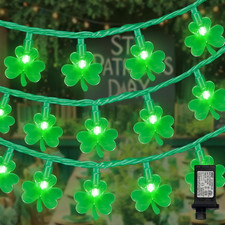 LED Shamrock String Lights Outdoor, St Patricks Day Lights 33Ft 100LED Irish Sh