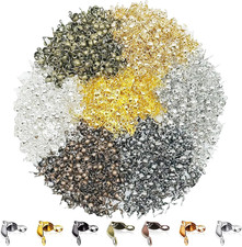 1400 PCS Bead Tips Knot Covers Clamshell Fold-Over Bead Tips Knot, 7 Colors Meta