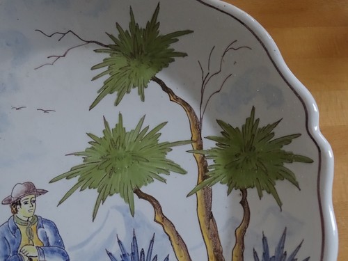 BELLE ASSIETTE EN FAIENCE DE NEVERS MONTAGNON diam 24 cm - Picture 3 of 5