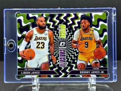 LEBRON & BRONNY JAMES DUAL RARE ELECTRIC WAVE REFRACTOR SP MVP Lakers MINT!