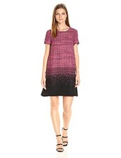CeCe Pullover Short Sleeve Multi Color Ombre Tweed Shift Dress Size 4