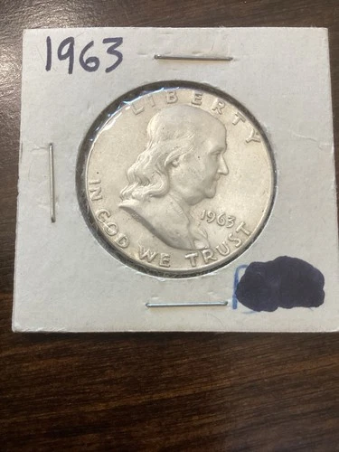 1963 Franklin Half Dollar US Coin 90% Silver 50C KM#199 0.9 Fineness Copper