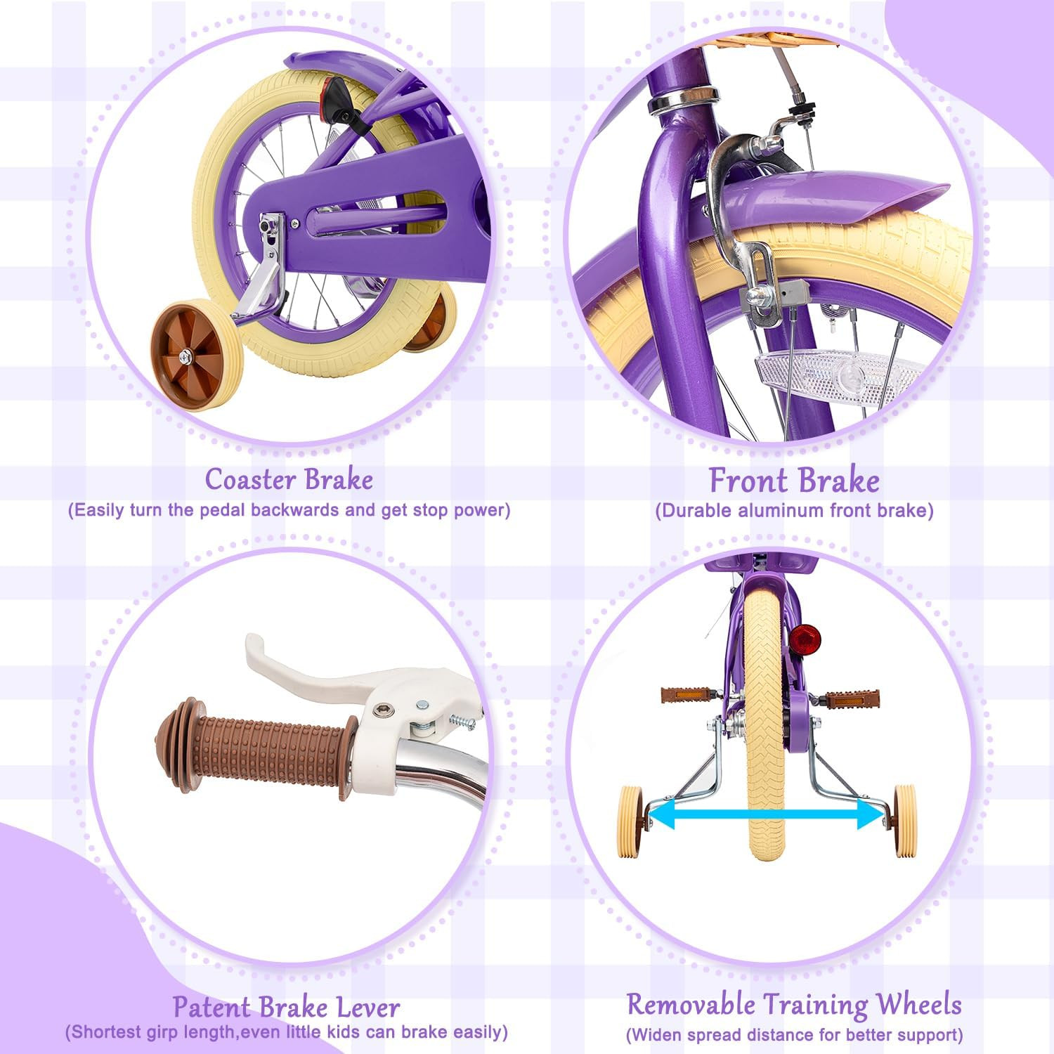 Glaf 12 14 16 20 Inch Girls Bike with Training Wheels for Kids Age 2-12 Years Ol