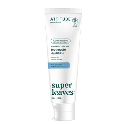 Attitude Fluoride-Free Whitening Toothpaste, Peppermint Flavor, EWG Verified,...