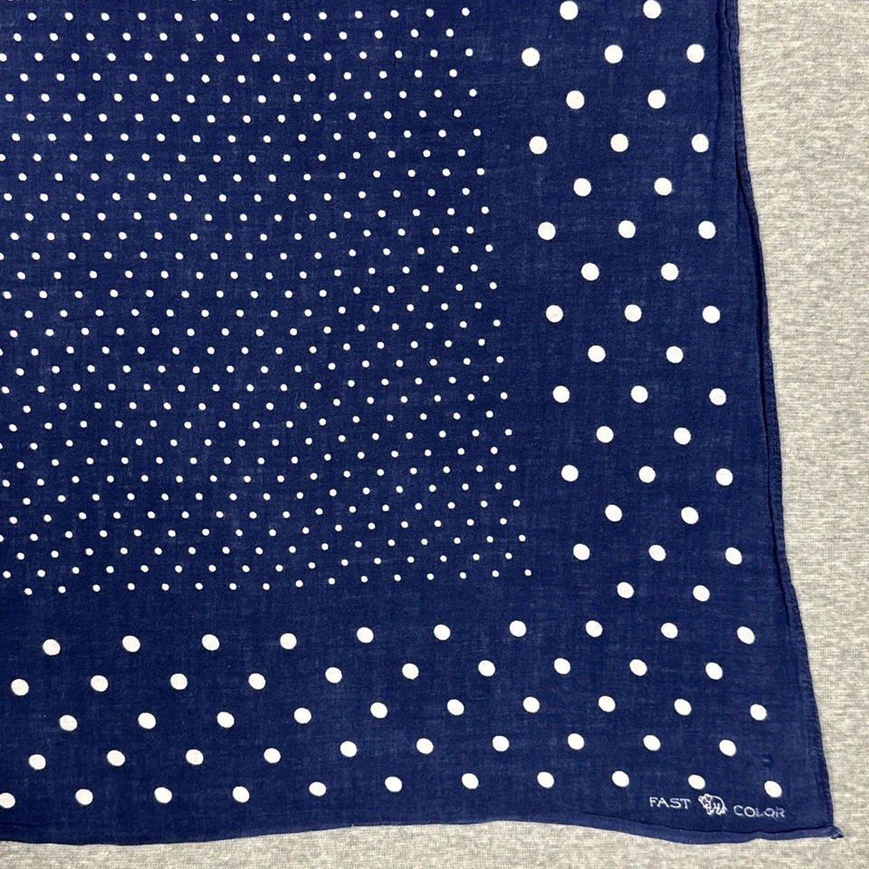 Bandana elefante vintage anos 40 azul cor rápida tronco algodão bolinhas EUA - Imagem 2 de 4